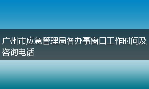 广州市应急管理局各办事窗口工作时间及咨询电话