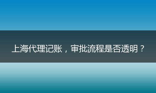 上海代理记账,审批流程是否透明?