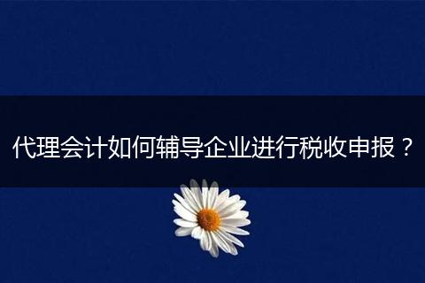 代理会计如何辅导企业进行税收申报?