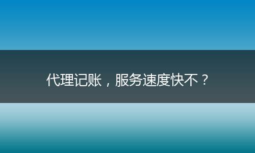 代理记账,服务速度快不?