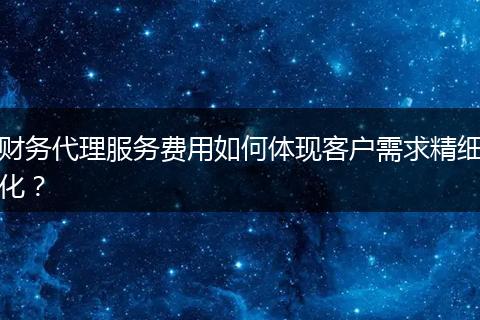 财务代理服务费用如何体现客户需求精细化?