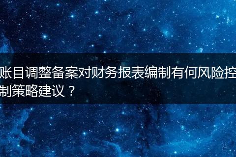 账目调整备案对财务报表编制有何风险控制策略建议?