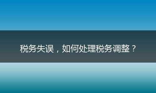 税务失误,如何处理税务调整?