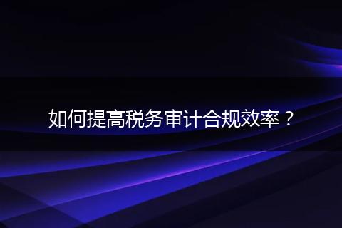 如何提高税务审计合规效率?