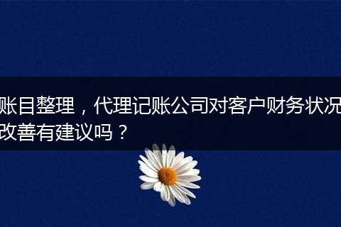 账目整理,代理记账公司对客户财务状况改善有建议吗?