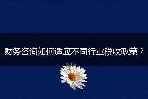 财务咨询如何适应不同行业税收政策?