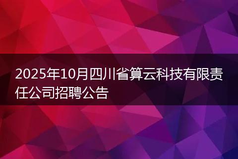 2025年10月四川省算云科技有限责任公司招聘公告