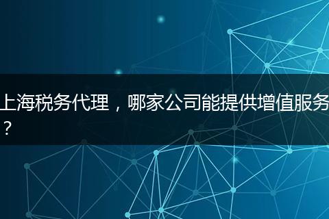 上海税务代理,哪家公司能提供增值服务?