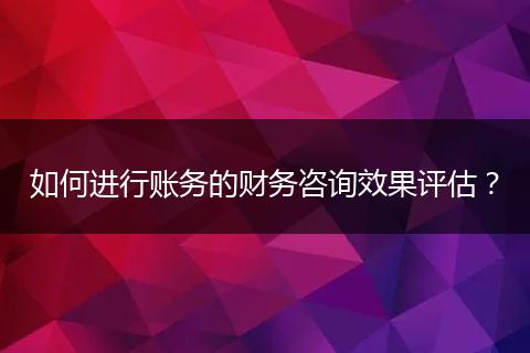 如何进行账务的财务咨询效果评估?
