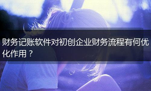 财务记账软件对初创企业财务流程有何优化作用?