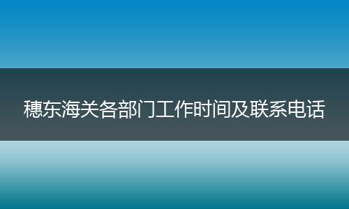 穗东海关各部门工作时间及联系电话