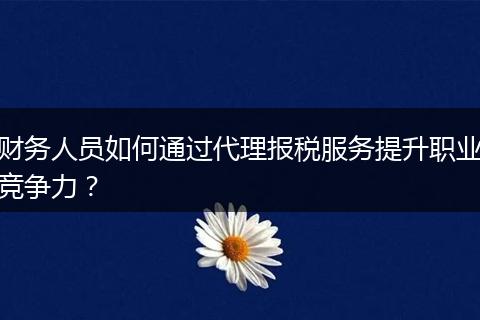 财务人员如何通过代理报税服务提升职业竞争力?