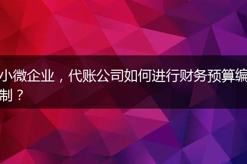 小微企业，代账公司如何进行财务预算编制？