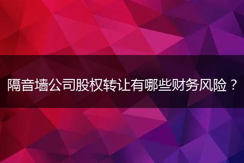 隔音墙公司股权转让有哪些财务风险?