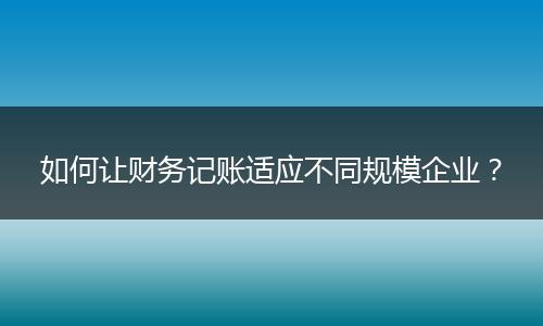 如何让财务记账适应不同规模企业?