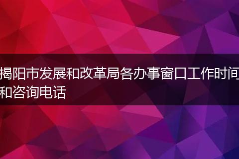 揭阳市发展和改革局各办事窗口工作时间和咨询电话
