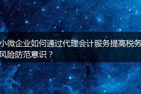小微企业如何通过代理会计服务提高税务风险防范意识？
