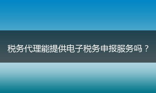 税务代理能提供电子税务申报服务吗?