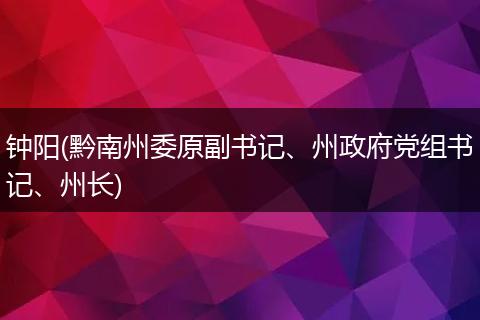 钟阳(黔南州委原副书记、州政府党组书记、州长)