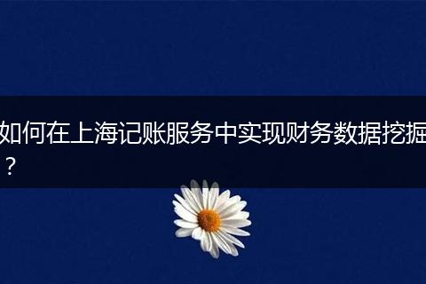 如何在上海记账服务中实现财务数据挖掘?
