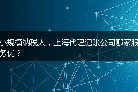 小规模纳税人,上海代理记账公司哪家服务优?