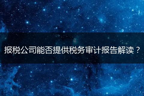 报税公司能否提供税务审计报告解读?