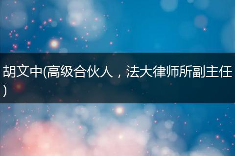 胡文中(高级合伙人,法大律师所副主任)