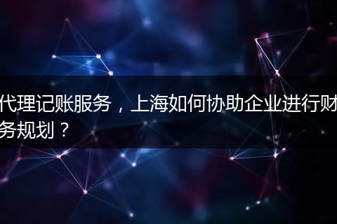 代理记账服务,上海如何协助企业进行财务规划?