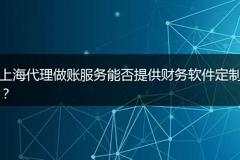上海代理做账服务能否提供财务软件定制?