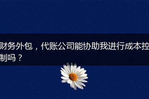 财务外包,代账公司能协助我进行成本控制吗?