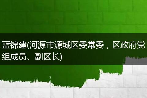 蓝锦建(河源市源城区委常委，区政府党组成员、副区长)