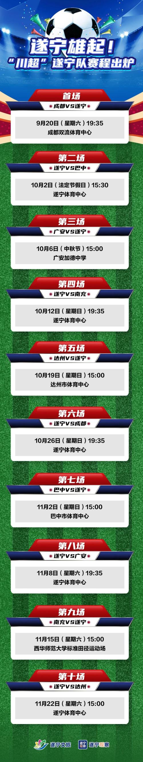 川超遂宁队观赛指南（赛程+门票购买+球员名单+交通+直播／回放）