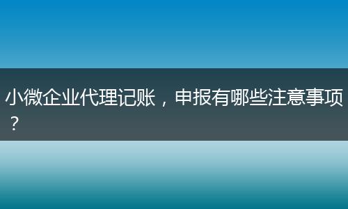 小微企业代理记账,申报有哪些注意事项?