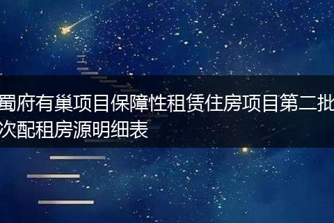 蜀府有巢项目保障性租赁住房项目第二批次配租房源明细表