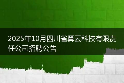 2025年10月四川省算云科技有限责任公司招聘公告