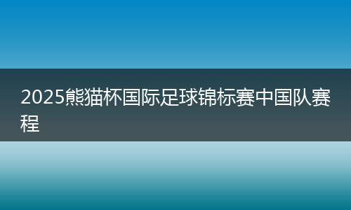 2025熊猫杯国际足球锦标赛中国队赛程