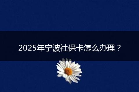 2025年宁波社保卡怎么办理?