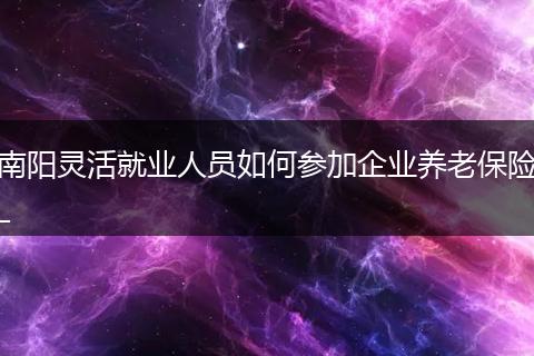 南阳灵活就业人员如何参加企业养老保险_