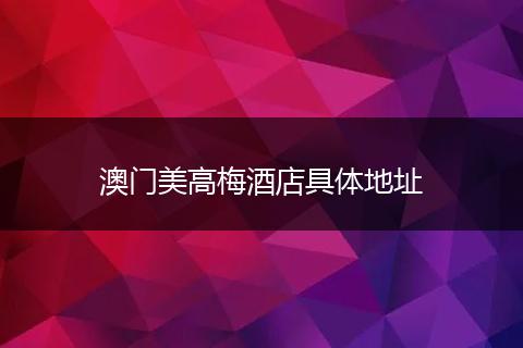 澳门美高梅酒店具体地址