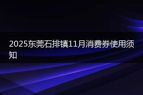 2025东莞石排镇11月消费券使用须知