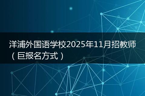 洋浦外国语学校2025年11月招教师（巨报名方式）