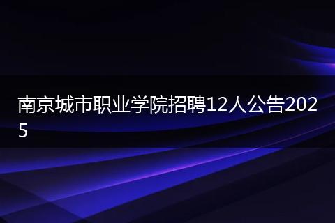 南京城市职业学院招聘12人公告2025