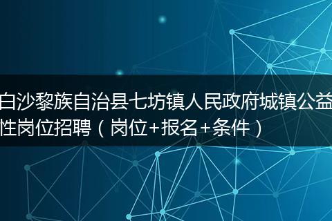 白沙黎族自治县七坊镇人民政府城镇公益性岗位招聘（岗位+报名+条件）