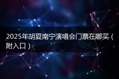 2025年胡夏南宁演唱会门票在哪买（附入口）