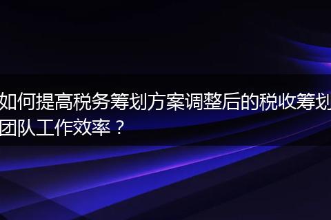 如何提高税务筹划方案调整后的税收筹划团队工作效率?
