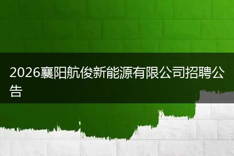 2026襄阳航俊新能源有限公司招聘公告