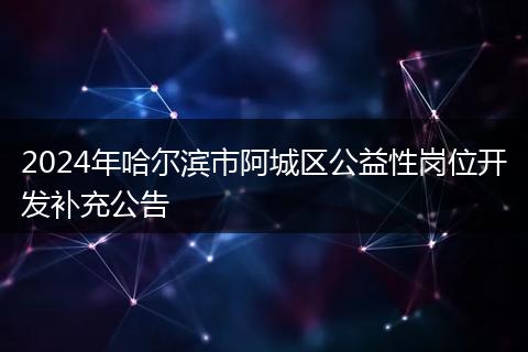 2024年哈尔滨市阿城区公益性岗位开发补充公告