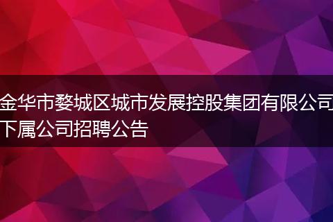 金华市婺城区城市发展控股集团有限公司下属公司招聘公告