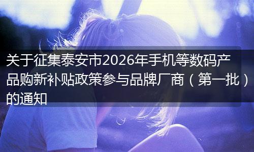 关于征集泰安市2026年手机等数码产品购新补贴政策参与品牌厂商（第一批）的通知