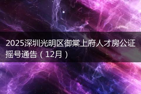 2025深圳光明区御棠上府人才房公证摇号通告（12月）